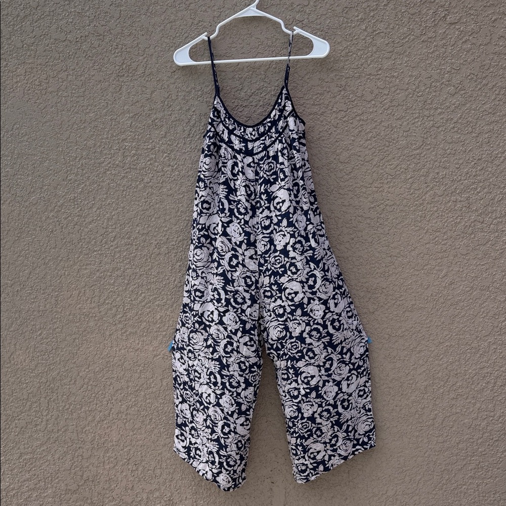 Lovestitch Navy and Cream Floral Jumpsuit
